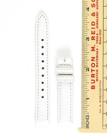 Ecclissi 12mm x 12mm Special Long Length White Leather Ladies Strap 23110 23115 23120