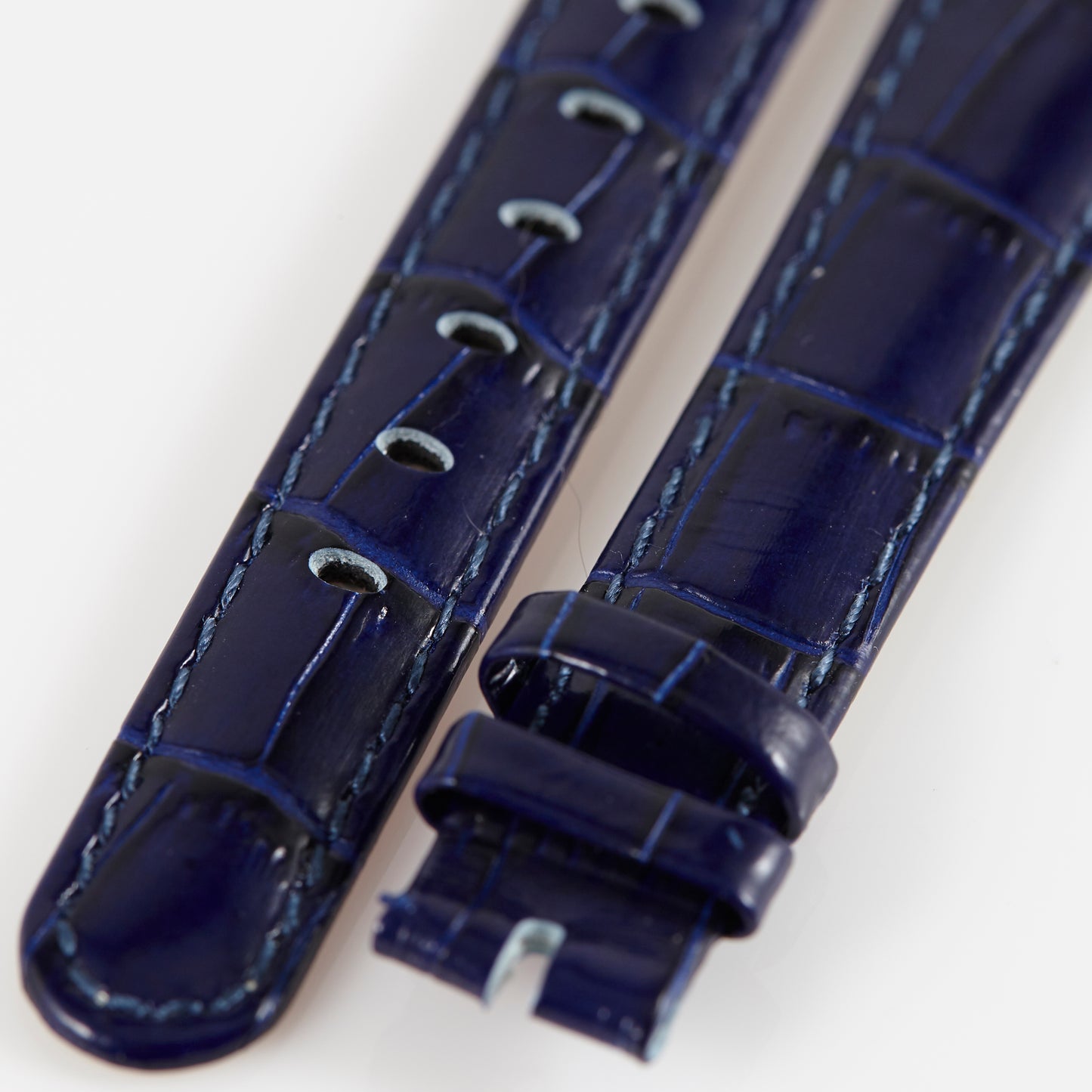 Ecclissi 15mm x 12mm notched to 8mm Dark Blue Alligator Grain Ladies Strap 80267