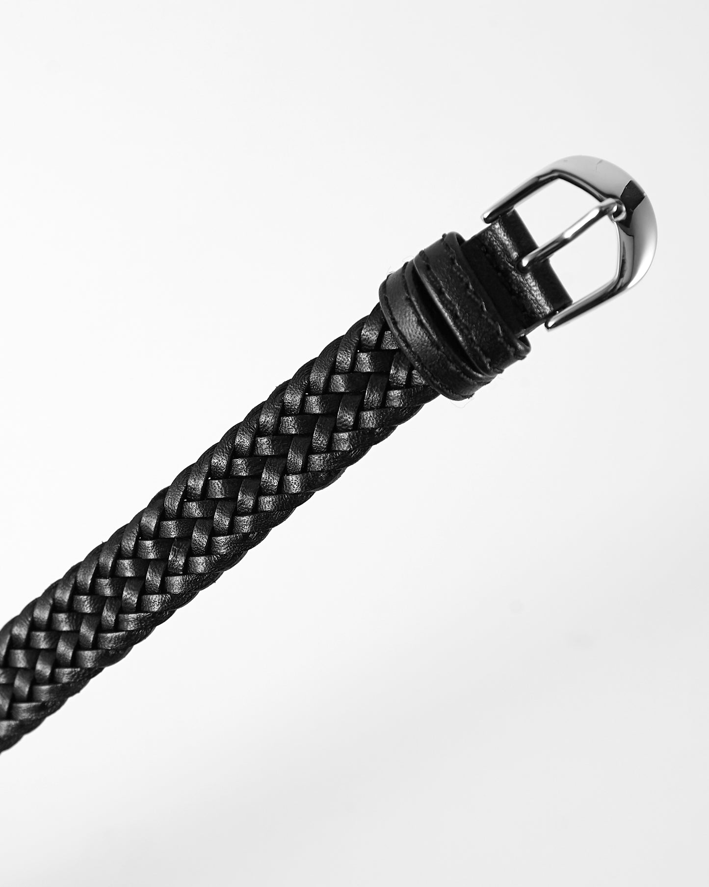 Ecclissi  14mm Black Weaved Leather One-Piece Strap original Buckle 15230