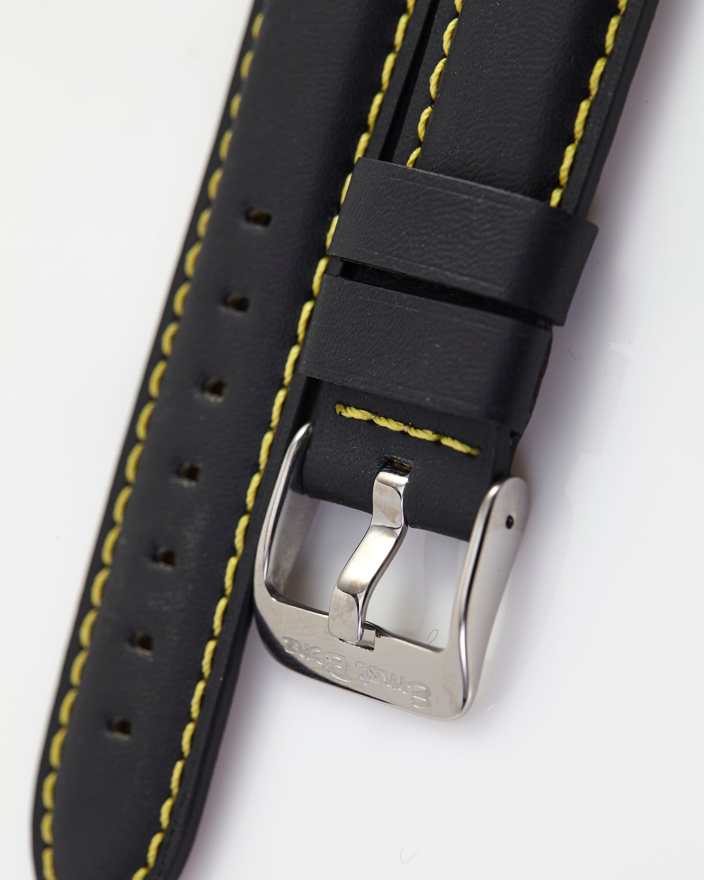 Ernst Benz 20mm x 18mm Black Band w/ Yellow Stitch and Original Buckle