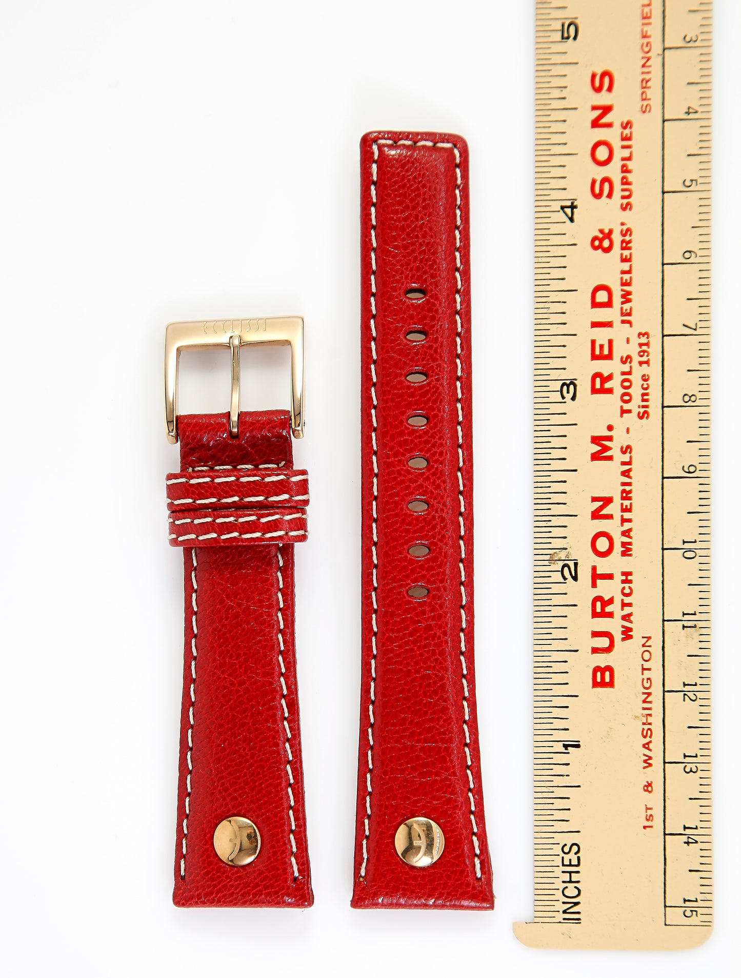 Ecclissi 20mm x 16mm Dark Red Leather Strap original Buckle 80250