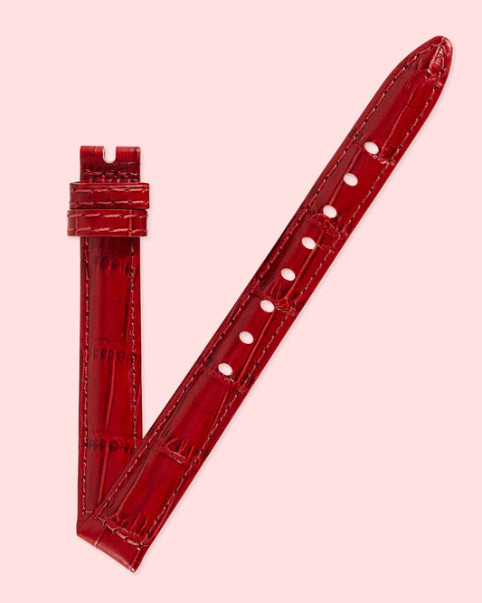 Ecclissi 12.5mm x 11mm Red Alligator Grain Leather Strap 22910