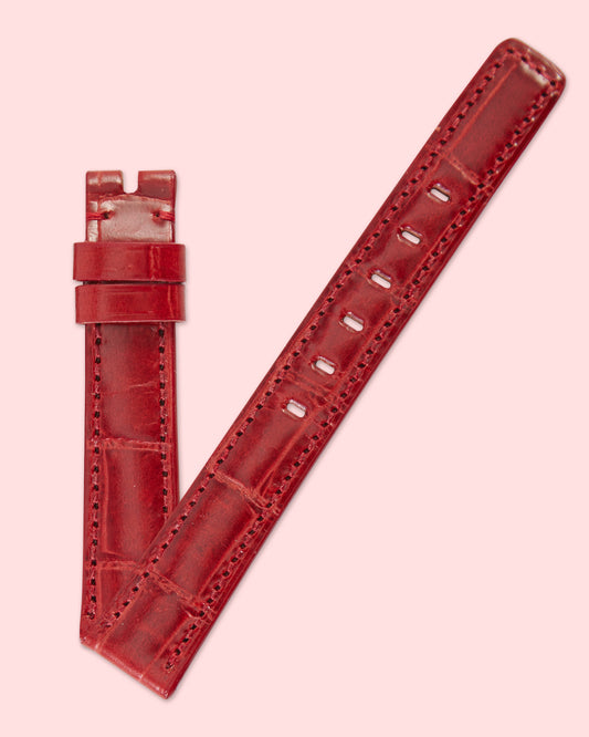 Ecclissi 21900 Red Alligator Grain Leather Strap 14mm x 12mm