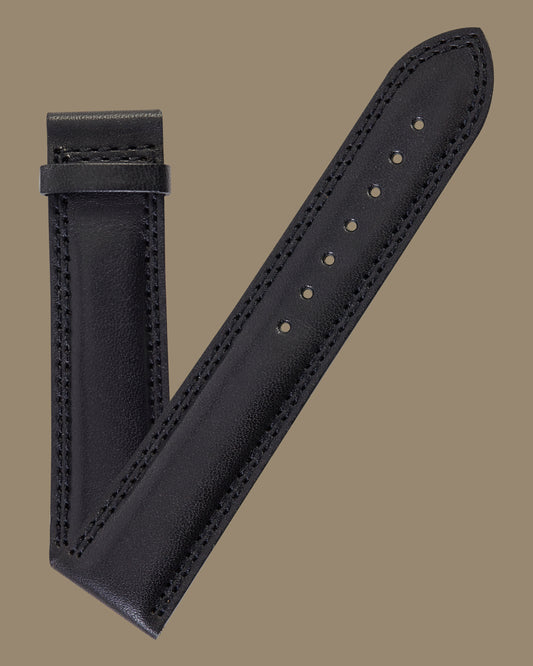 Ernst Benz 22mm x 20mm Black Mens Leather Band for Deployment Buckle