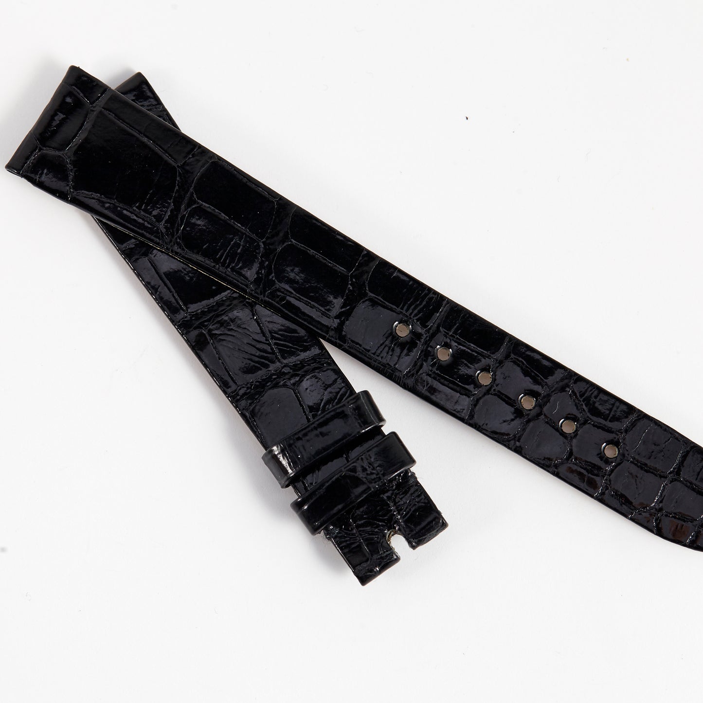 Patek Philippe Original OEM Shiny Black Flat Alligator Watch Strap 17mm x 14mm