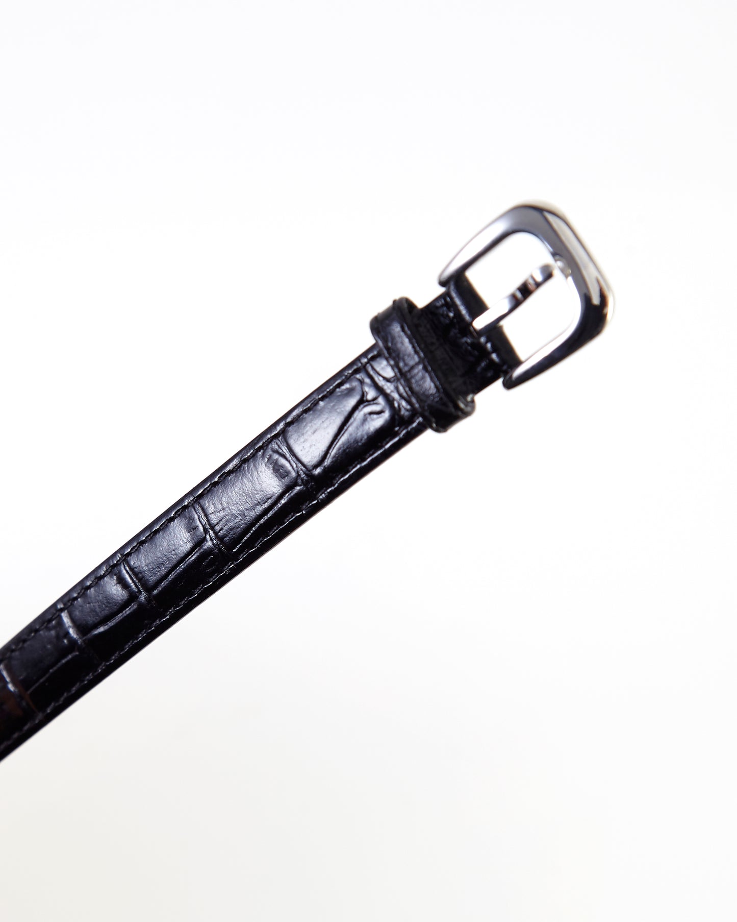 Ecclissi 12mm Black Alligator Grain Leather Ladies One-Piece Strap 23180 23183