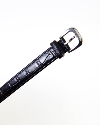 Ecclissi 12mm Black Alligator Grain Leather Ladies One-Piece Strap 23180 23183