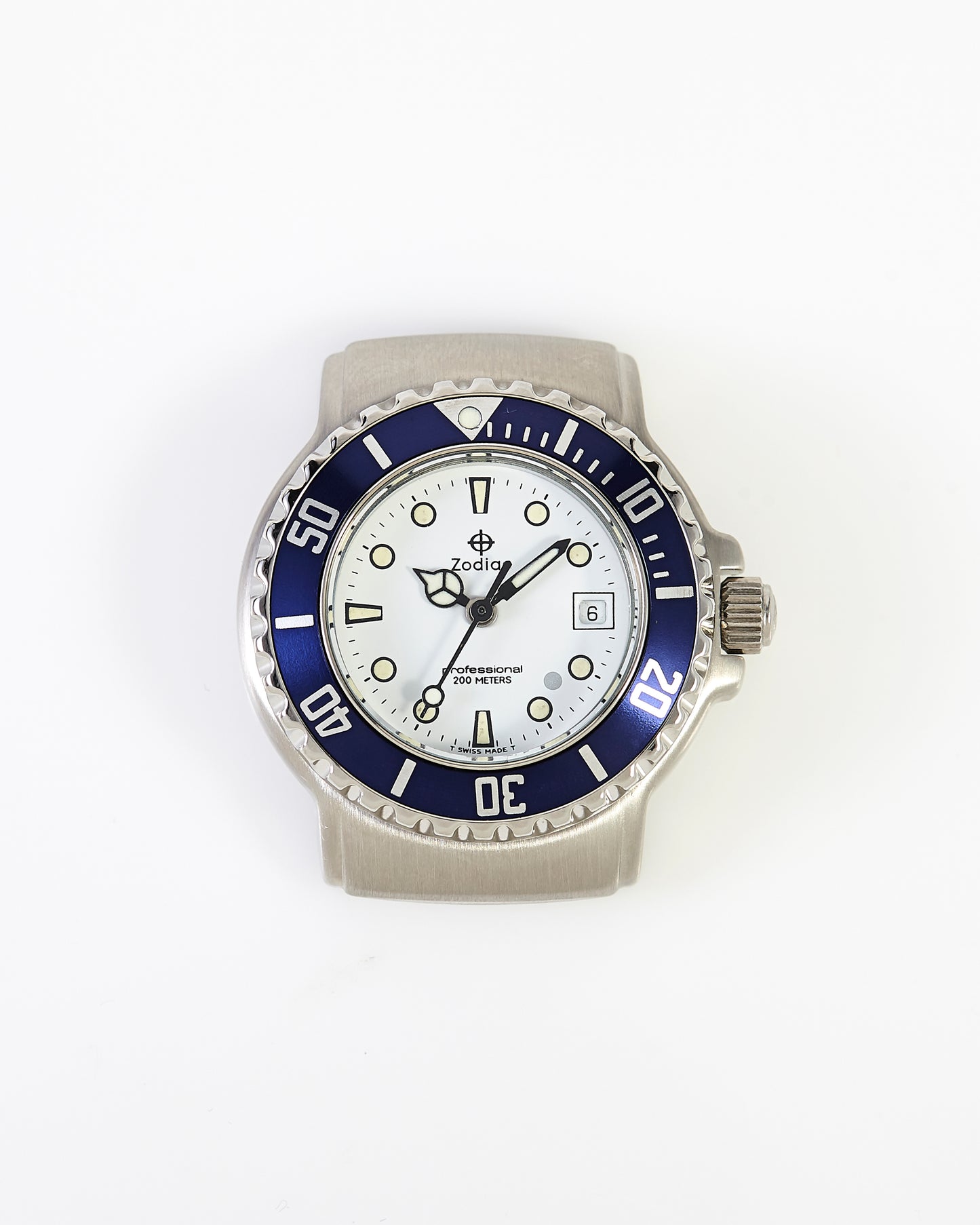 Zodiac Rare NOS Ladies 30mm Professional 200m Sports Diving Wristwatch Head Blue Bezel