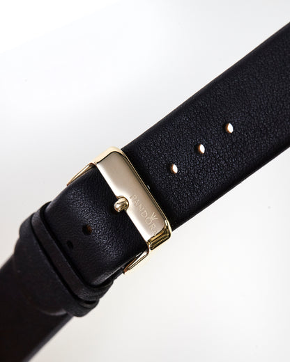 Pandora SW1089 Genuine Black Leather Strap with Gold Buckle 18mm x 18mm