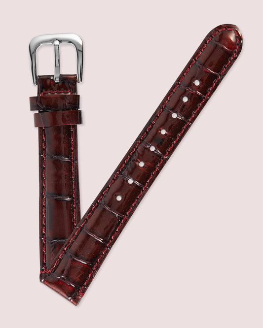 Ecclissi 16mm x 14mm Burgundy Leather Crocodile Grain Strap original Buckle 23945