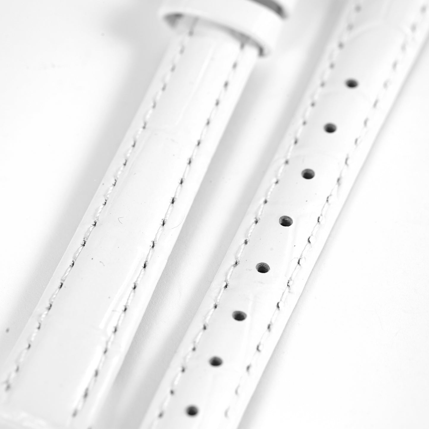 Ecclissi 12mm x 10mm White Alligator Grain Leather Strap with original Buckle