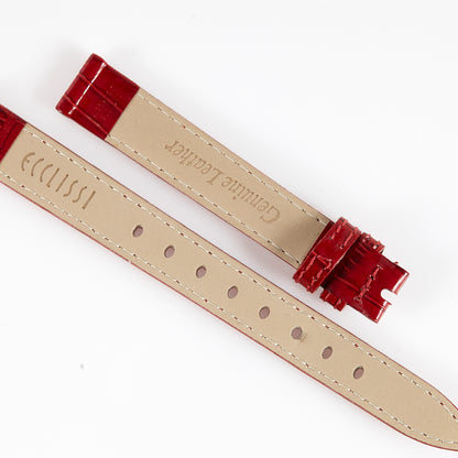 Ecclissi 12.5mm x 11mm Red Alligator Grain Leather Strap 22910