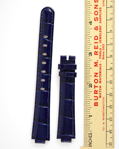 Ecclissi 15mm x 12mm notched to 8mm Dark Blue Alligator Grain Ladies Strap 80267