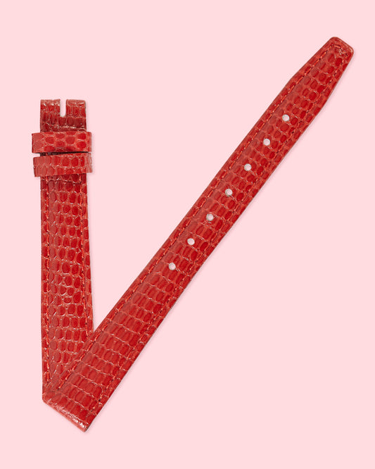 Ecclissi 12mm x 10mm Bright Red Leather Lizard Grain Strap 232