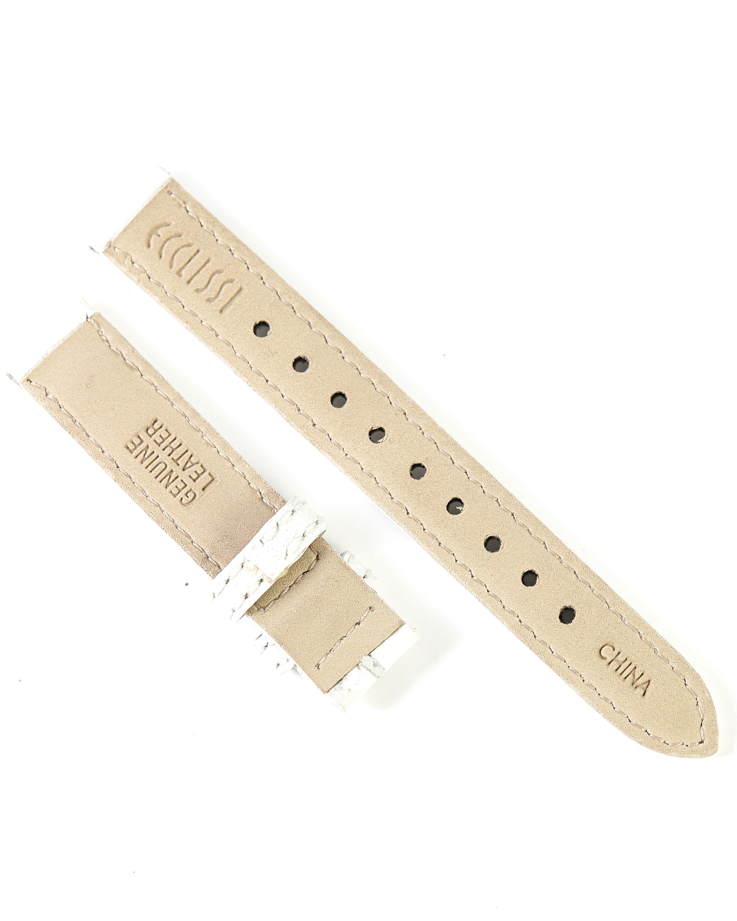 Ecclissi 12mm x 12mm Special Long Length White Leather Ladies Strap 23110 23115 23120