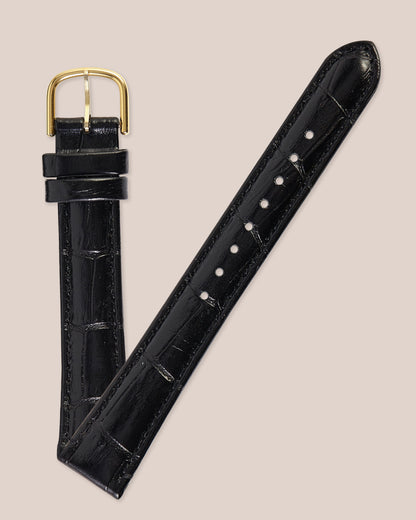 Ecclissi 16mm x 14mm Black Alligator Grain Strap original yellow Buckle 33761 33762