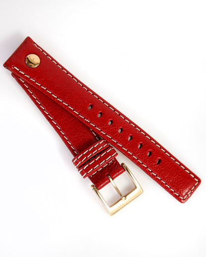 Ecclissi 20mm x 16mm Dark Red Leather Strap original Buckle 80250