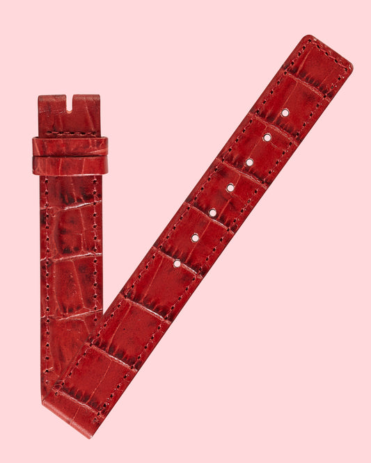 Ecclissi 14mm x 14mm Red Alligator Grain Leather Strap 22120