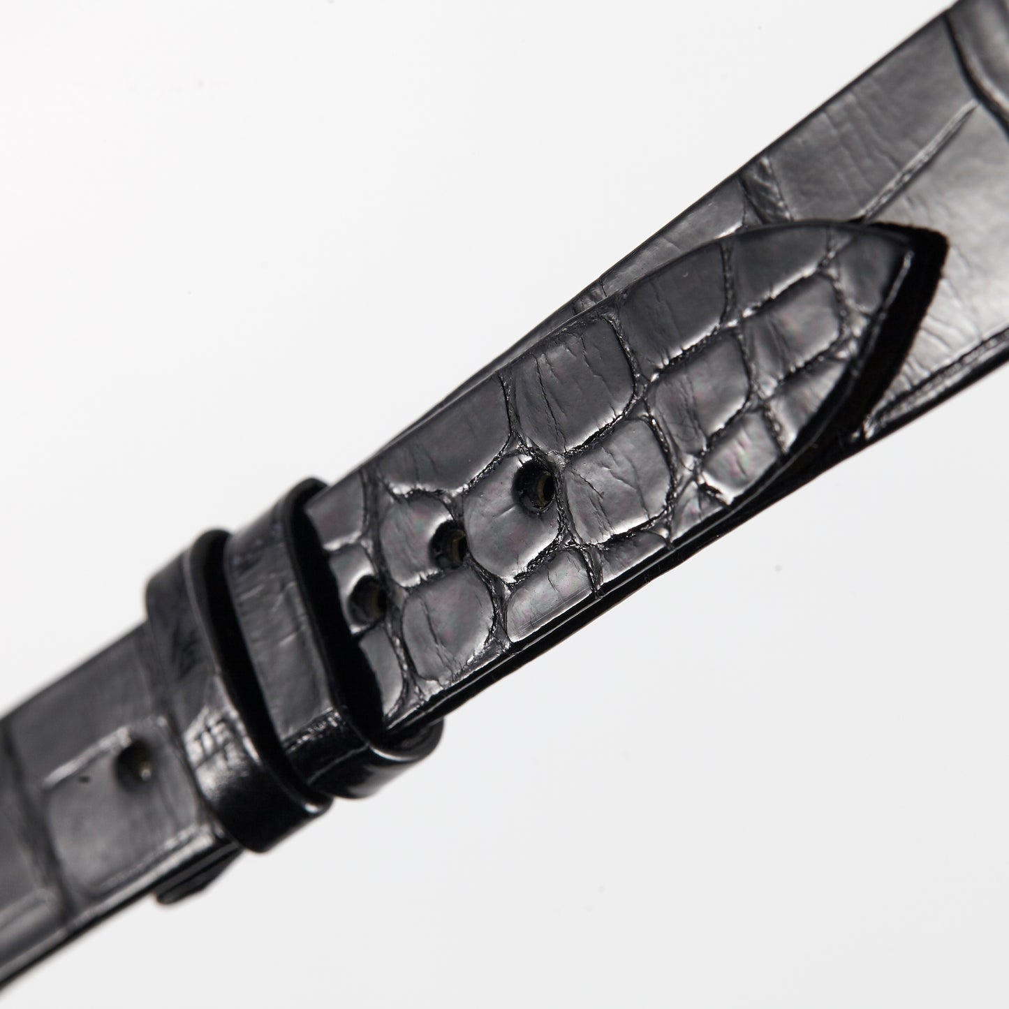 Patek Philippe Original OEM Shiny Black Flat Alligator Watch Strap 17mm x 14mm