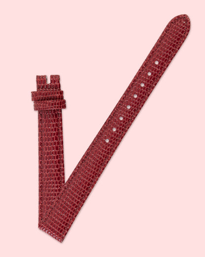 Ecclissi 12mm x 10mm Burgundy Leather Red Lizard Grain Strap 23510