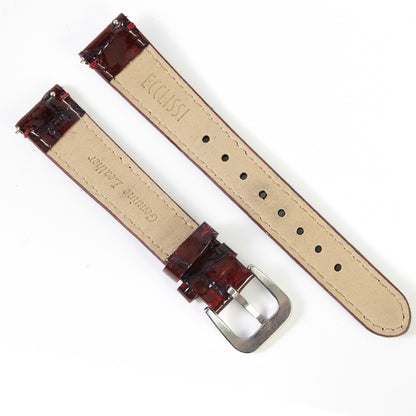 Ecclissi 16mm x 14mm Burgundy Leather Crocodile Grain Strap original Buckle 23945