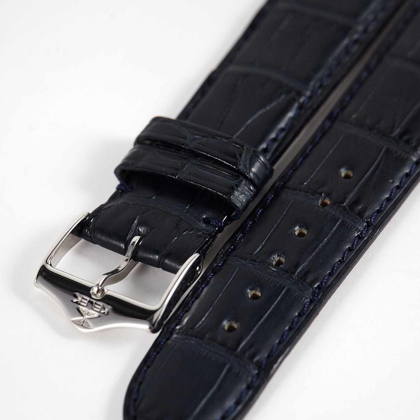 KELEK VERY RARE NOS Original Blue Alligator Strap with KELEK buckle 20mm x 18mm