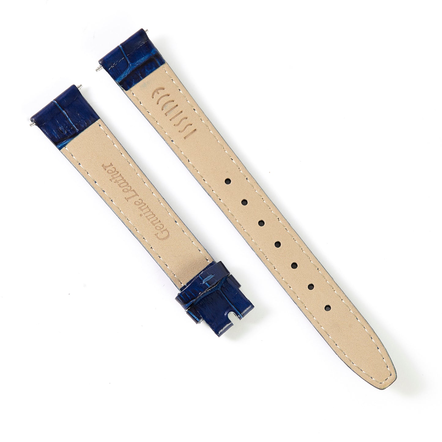 Ecclissi 14mm x 12mm Dark Blue Alligator Grain Leather Strap 80325