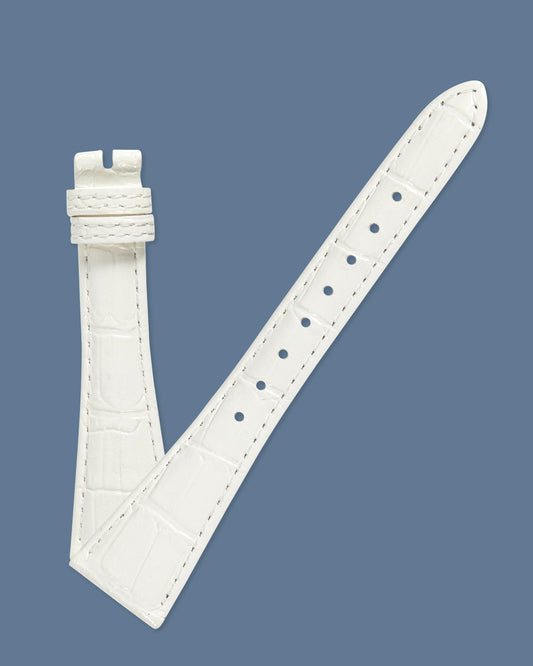 Ecclissi 20mm x 12mm Shiny White Alligator Grain Leather Strap 23770