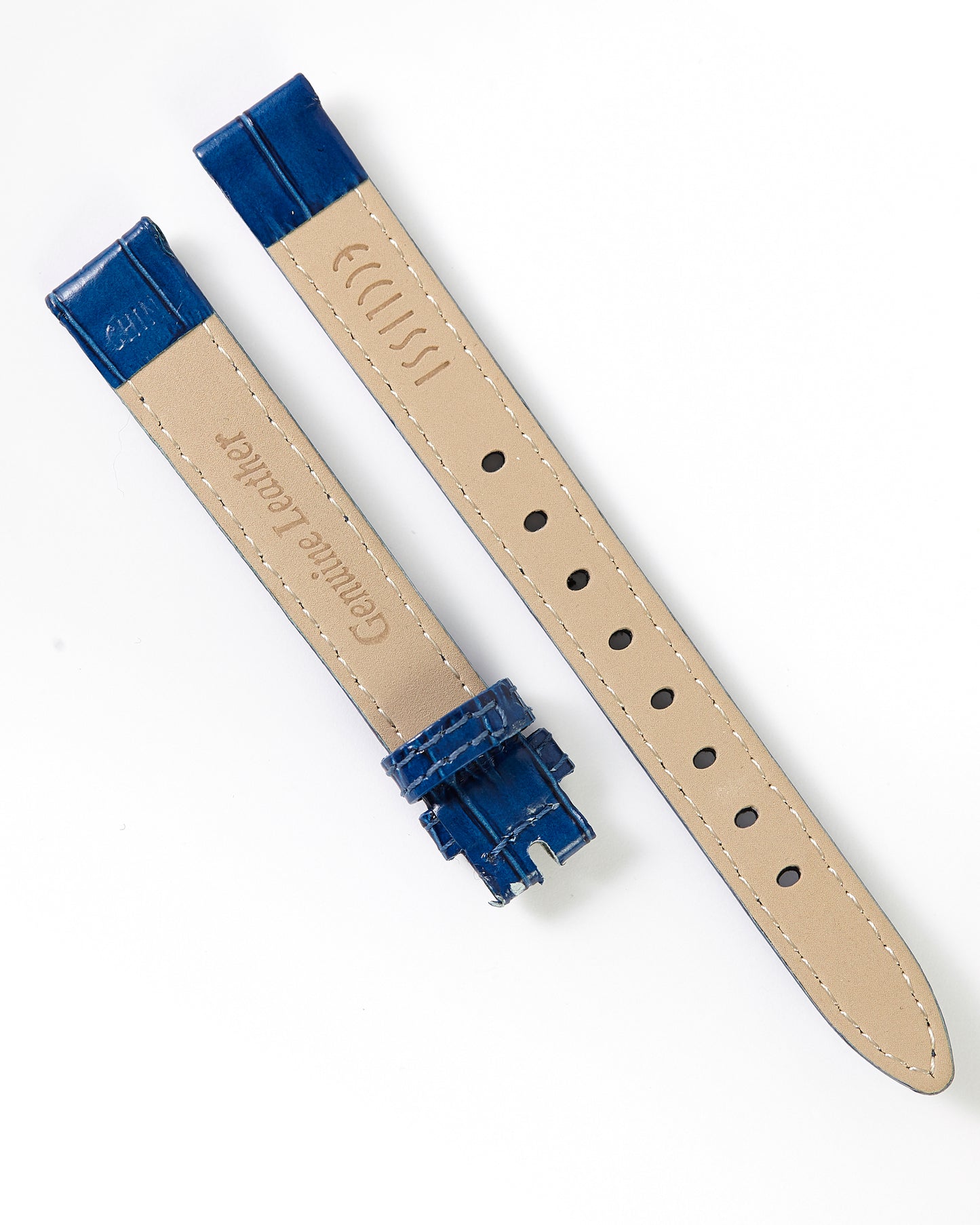 Ecclissi 12.5mm x 11mm Blue Alligator Grain Leather Strap 22910