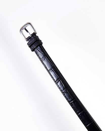 Ecclissi 12mm Black Alligator Grain Leather Ladies One-Piece Strap 23180 23183