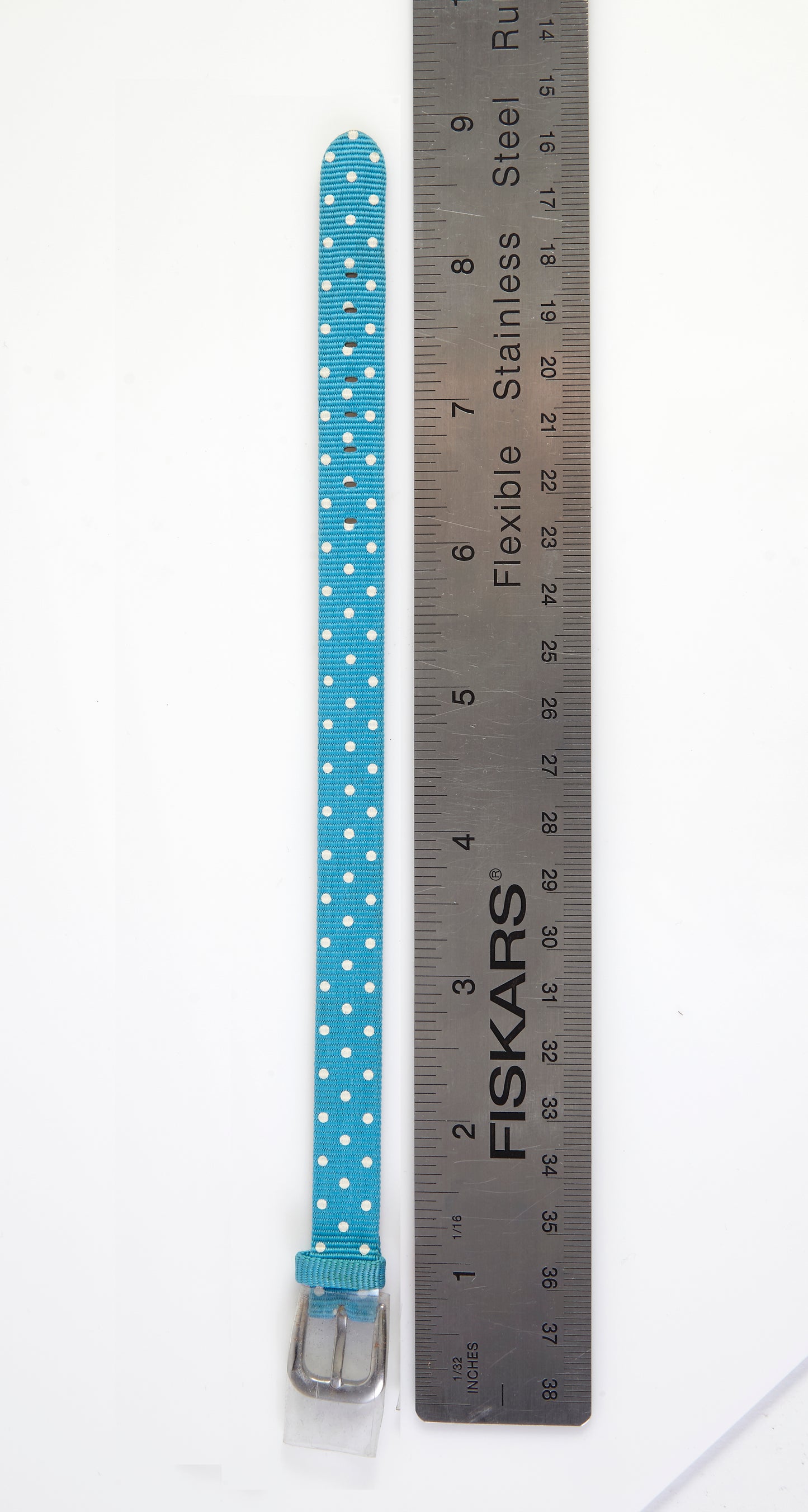 Ecclissi 12mm Light Blue Polka Dot Ribbon Leather Ladies One-Piece Strap 23180 23183