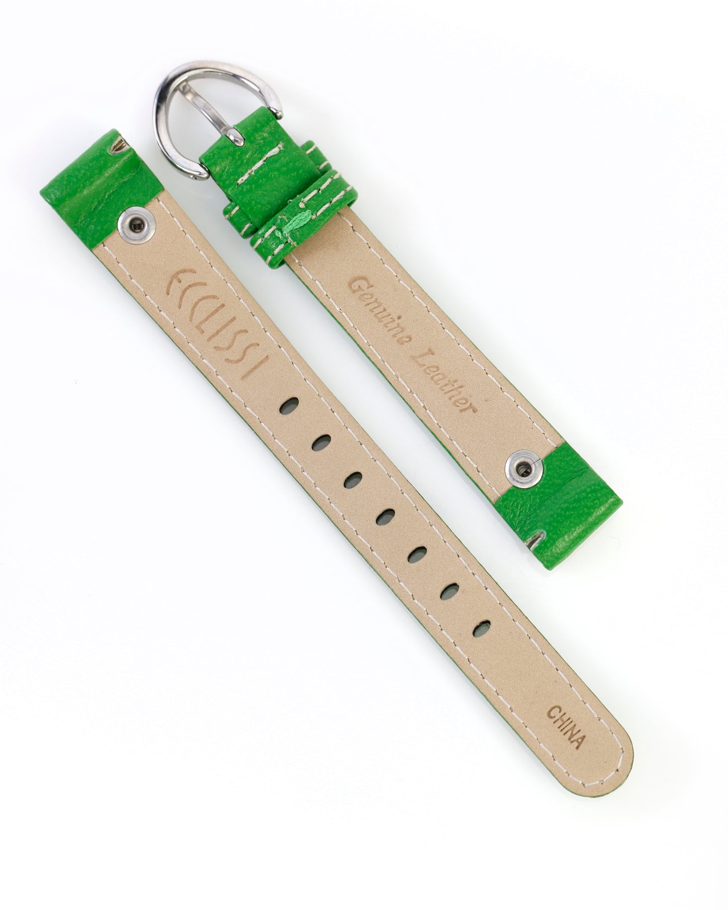 Ecclissi 14mm x 12mm Green Leather Strap original Buckle 23380