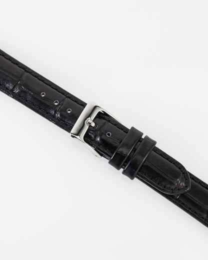 Ecclissi 16mm x 14mm Black Alligator Grain Leather Strap  original Buckle 32024