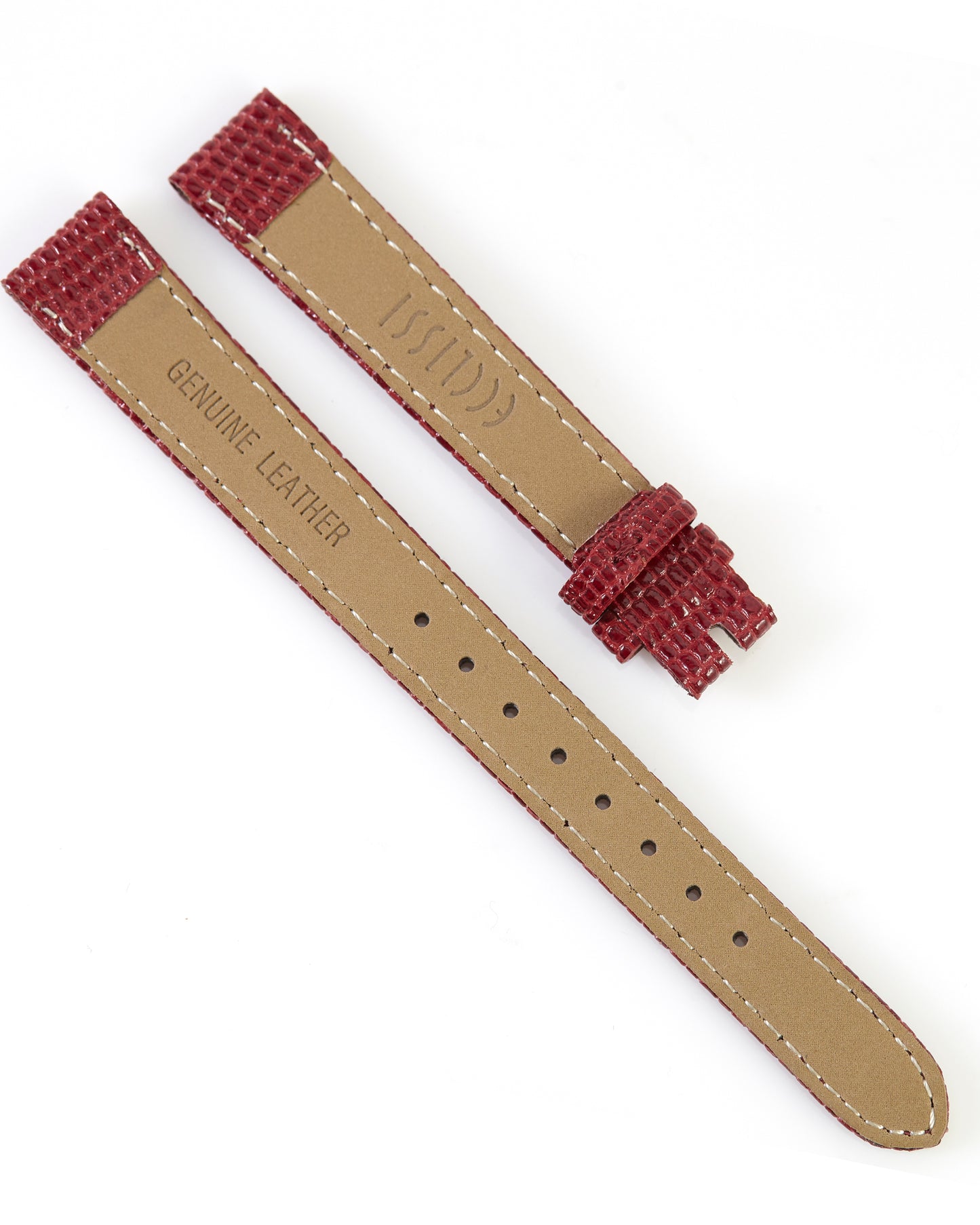 Ecclissi 12mm x 10mm Burgundy Leather Red Lizard Grain Strap 23510