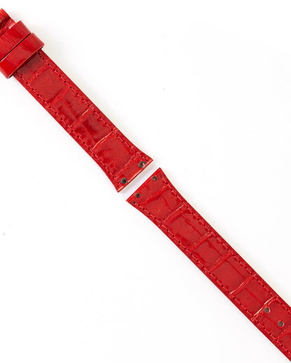 Ecclissi 22350 Red Alligator Grain Leather Strap 14mm x 12mm with screw holes