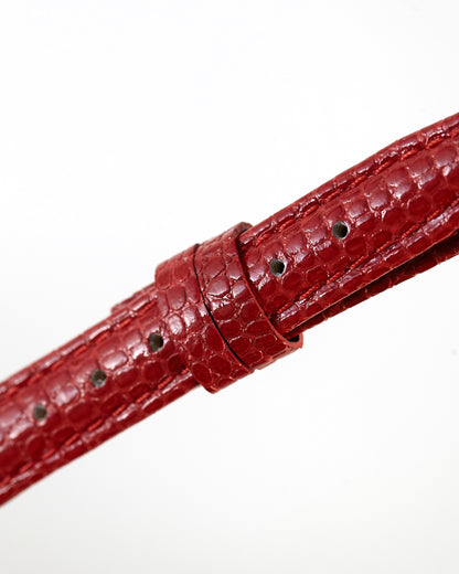 Ecclissi 12mm x 10mm Bright Red Leather Lizard Grain Strap 232