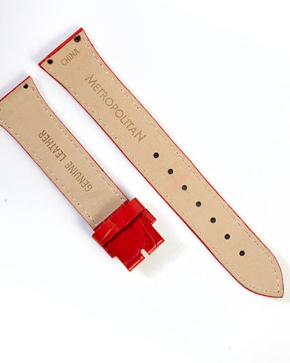 Ecclissi 10456 Red Alligator Grain Leather Strap 20mm x 16mm with screw holes