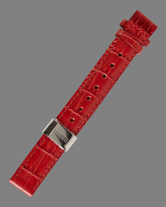 Ecclissi 14mm x 14mm Red Alligator Grain Leather Strap with deployment buckle 21770