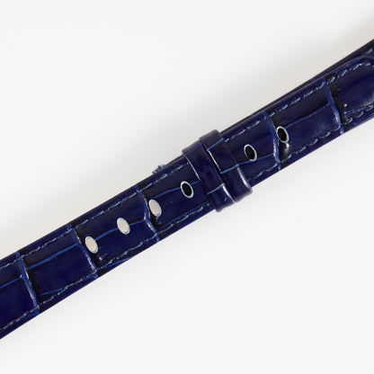 Ecclissi 15mm x 12mm notched to 8mm Dark Blue Alligator Grain Ladies Strap 80267