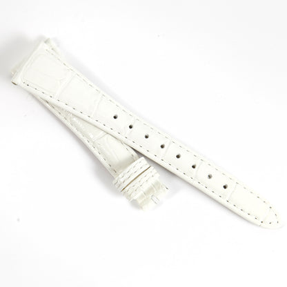 Ecclissi 20mm x 12mm Shiny White Alligator Grain Leather Strap 23770