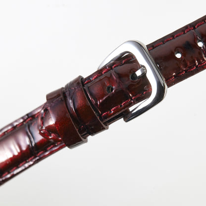 Ecclissi 16mm x 14mm Burgundy Leather Crocodile Grain Strap original Buckle 23945