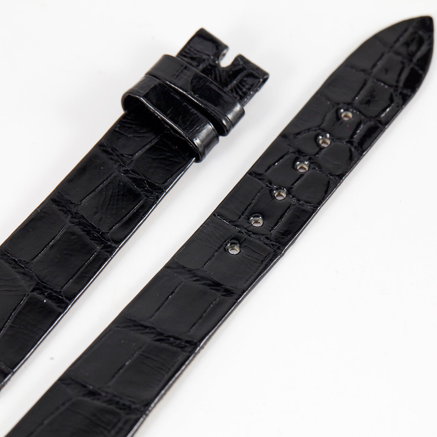 Patek Philippe Original OEM Shiny Black Flat Alligator Watch Strap 17mm x 14mm