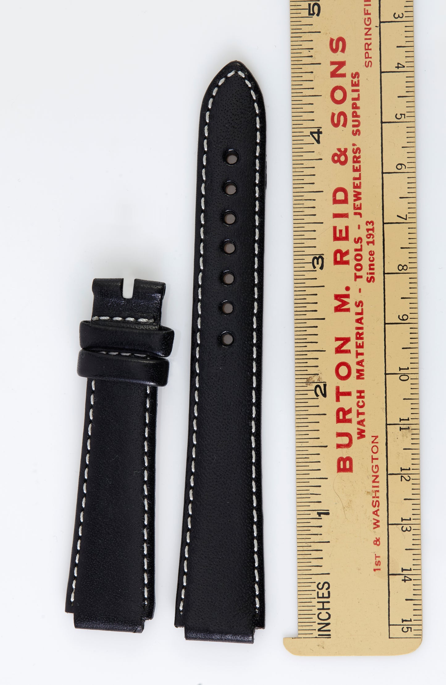 Ecclissi 14mm x 14mm Notched Black Leather Strap 22590