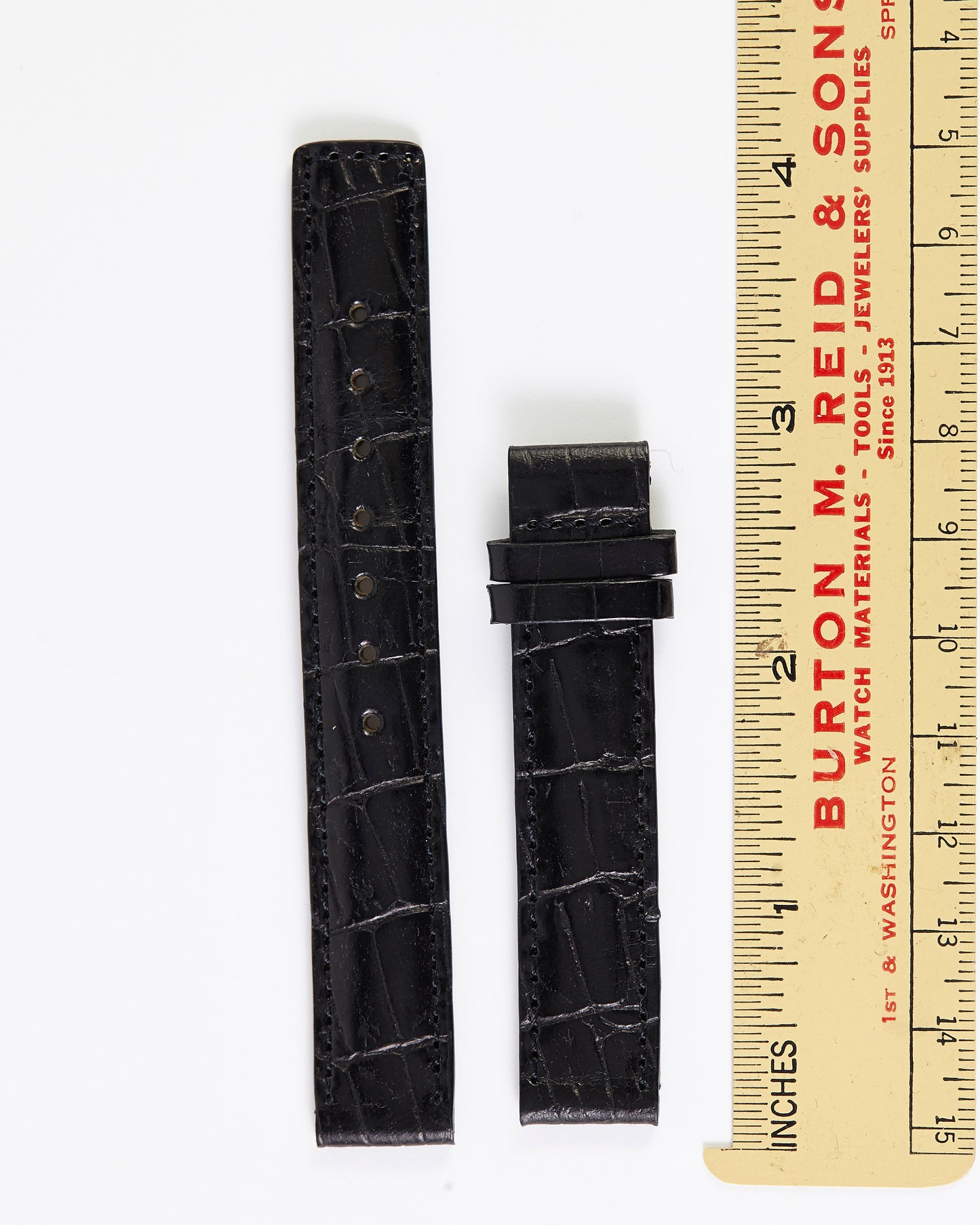 Ecclissi 14mm x 14mm Black Alligator Grain Leather Strap 22120
