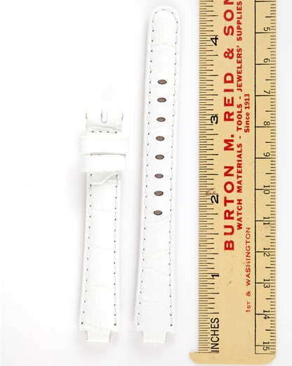 Ecclissi 13mm x 10mm notched to 7mm White Alligator Grain Ladies Leather Strap 22690