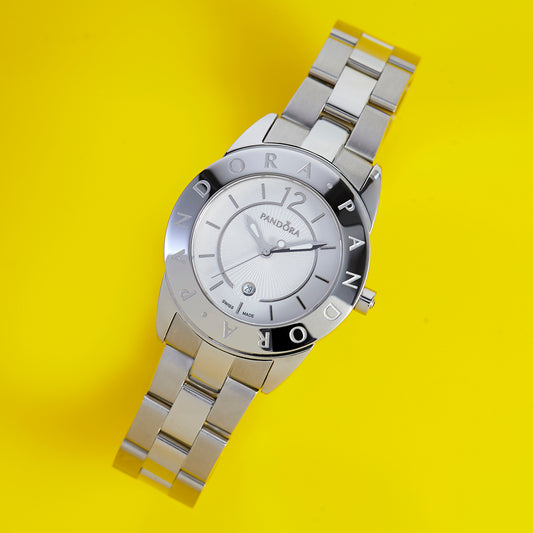 Pandora Swiss Made Women’s Stainless Steel Watch Sapphire Crystal Silver Dial