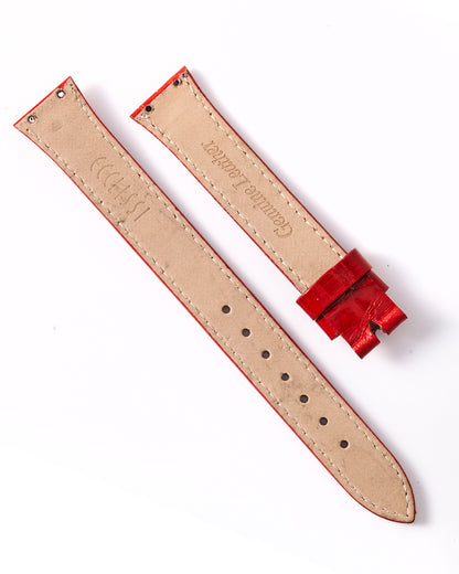 Ecclissi 22350 Red Alligator Grain Leather Strap 14mm x 12mm with screw holes