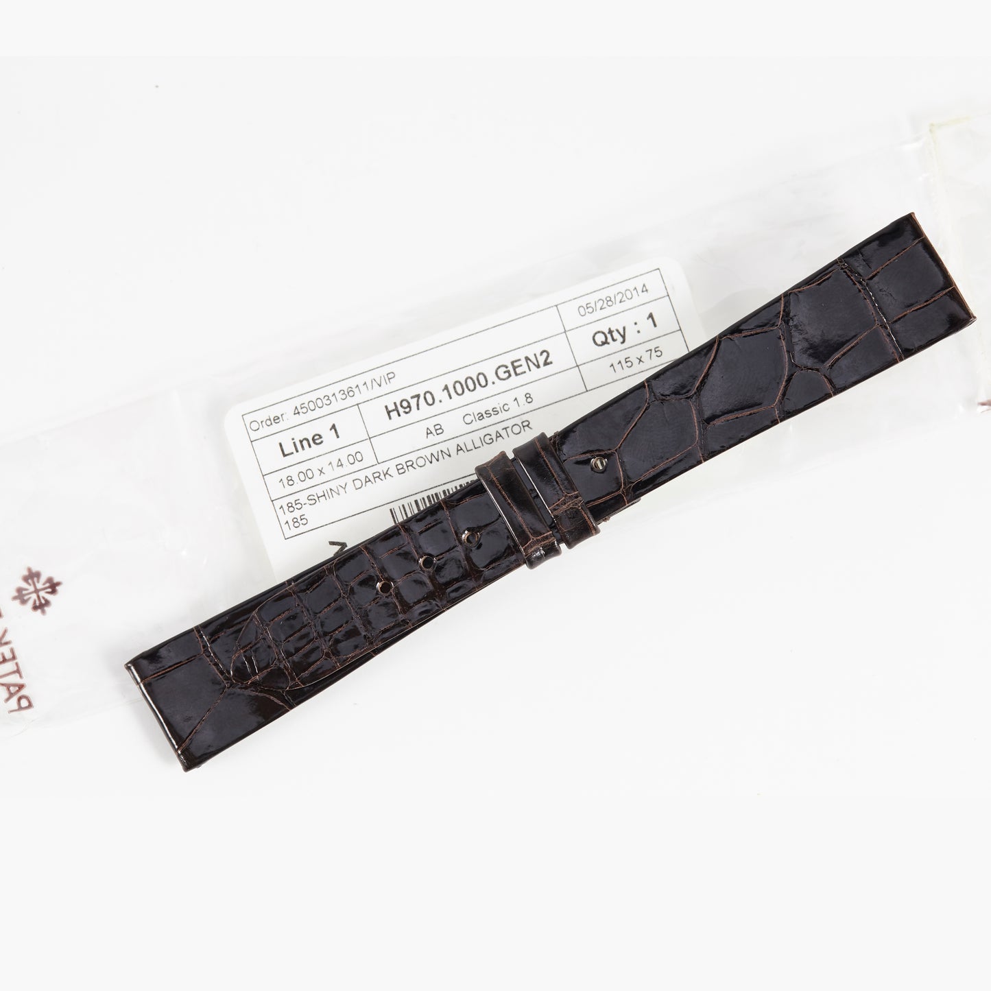 Patek Philippe Original OEM Shiny Dark Brown Padded Alligator Watch Strap 18mm x 14mm