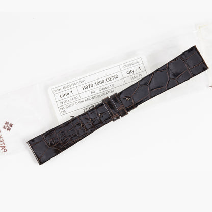 Patek Philippe Original OEM Shiny Dark Brown Padded Alligator Watch Strap 18mm x 14mm