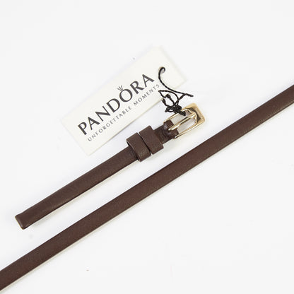 Pandora SW1192 Double Wrap Brown Leather Strap with Yellow Buckle 6mm